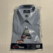 Stafford Super Shirt Wrinkle Free Stain Resistant Blue Stripe Tailored 16 32/33 picture