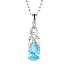 Celtic Knot Infinity Necklace 925 Sterling Silver 8 * 12mm March Birthstone A... picture