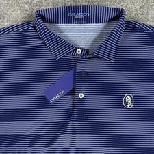 Draddy Sport Old Barnwell Golf Polo Men Large Blue Striped Performance Owl NEW picture