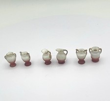 Vintage Miniature Ceramic Pitcher Vase Set Made In Japan Pink Gold Trim Box 1:12 picture