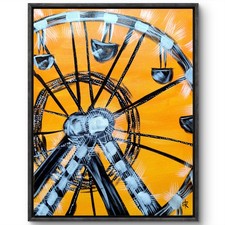 Original 11x14 Festival Ferris Wheel Fair Expressionist Acrylic Painting Canvas picture