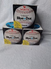 Lot 3 Vintage Worth Blue Dot Titan Slow Pitch Softballs Boxes -Poly-X Core ASA picture