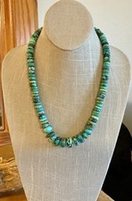 Turquoise “Hubei” Rondel Sterling Silver Silver Necklace picture