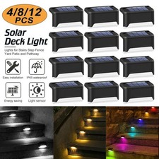 4-12Pack Solar Deck Lights Outdoor Stairs Step Fence Balcony Yard Pathway Decor picture