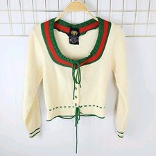 Lanamoden Salzburg Womens Sweater Small Front Tie Peplum Vintage Cardigan- Read picture