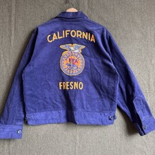 Vintage 80s FFA Future Farmers America Fresno California Corduroy Jacket Sz 44 picture