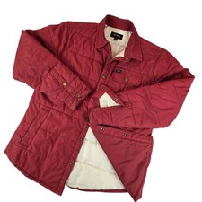 Brixton Cass Quilted Jacket Mens Medium Red Snap Front Puffer Shirt Jacket picture