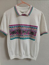 Vintage 80s 90s Jantzen Polo Shirt Small  Southwestern Geometric Animal Graphic picture