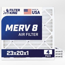 Filter King 23x20x1 Air Filter 4-PACK MERV 8 Actual Size 23 x 20 x .75