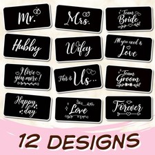 12 Designs Wedding Photo Booth Props PVC Signs 6 Double Sided Bride Groom Mr Mrs picture