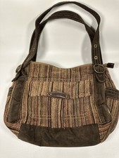 Vintage Fossil Presley Satchel Striped Fabric Tapestry Hobo Shoulder Purse Y2K picture
