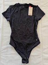 Popilush Shapewear Bodysuit Womens S Black Short Sleeve Tummy Control Thong NWT picture