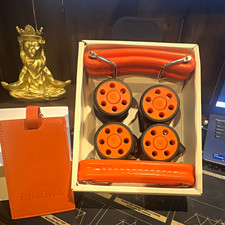 RARE RIMOWA UNIQUE Clementine Orange Bundle - Wheels + Handles +Tag -NEW 1 of 1 picture