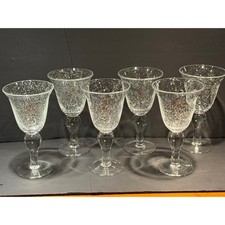 Set of 6 Artland Iris Mouth Blown Bubble Glass Wine Goblets with Baluster Stem picture