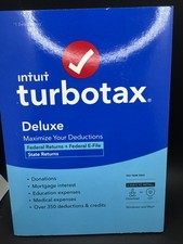 Turbotax Deluxe 2022 Federal Returns E-File + State Physical CD w license PC/MAC picture