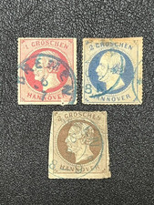 German States - Hannover - 1864 Collection #27-29 *Blue Cancels* Used 9X6224 picture