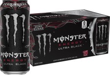 (15 Pack) Monster Ultra Black Energy Drink with Vitamins, Zero Sugar, 16 Fl Oz picture