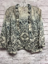 Chicos Women’s Size 0 Gray Long Sleeve Peasant Ruffled Short Front Cardigan  picture