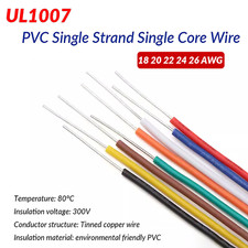 UL1007 Single Core Wire Cable 18-26 AWG Tinned Copper Cable Various Colours PVC picture