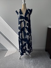 SHEIN Women’s Graphic Print Blue Ivory Maxi Dress Size Medium picture