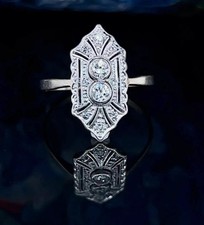 2.95Ct Art Deco Style Lab Created Diamond Engagement 14K White Gold Finish Ring picture