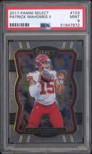 2017 Panini Select Patrick Mahomes #103 Premier Level RC Rookie PSA 9 Mint picture