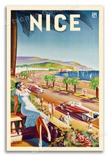 Nice France 1930s Vintage Style French Riviera Beach Travel Poster - 16x24 picture