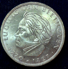 1970 F  GERMANY  5 MARK Ludwig van Beethoven 0.625 SILVER COIN .2251 ASW picture
