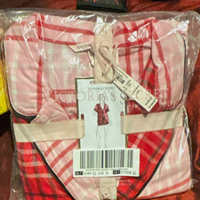 Victoria's Secret Women's Flannel Cotton Plaid Pajama Set Pink/Red M brand new picture