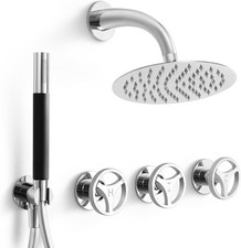 SKOWLL 3 Handle Shower Faucets Set, Polished Chrome Banthroom Shower Sysren w... picture