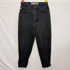 Vintage X-AM Womens 12M Black Acid Wash High Rise Tapered Ankle Zip Denim Jeans picture
