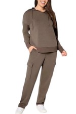Berkshire Homewear Women's Plush Jersey Cargo Lounge Set Coffee picture