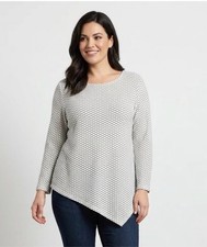 Travelers by Chico's Textured Honeycomb Asymmetrical Blouse (Size 3) Large 2085 picture
