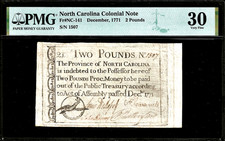 Dec 1771 North Carolina Colonial Currency Issued £2 Pound Note NC-141 PMG VF30 picture