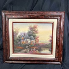 Original Oil On Canvas Painting, Artist MARTEN, Cottage Scene picture