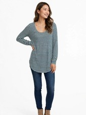 Anthropologie Akemi Kin Striped Knit Long Sleeve Scoop Neck Tunic Top Small picture