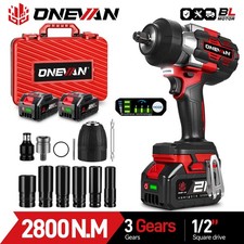 ONEVAN Electric Impact Wrench Cordless 2800Nm 1/2'' High Power Driver +2 Battery picture