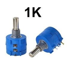 1K Ohm Rotary Potentiometer 10-Turn Blue Variable Dial Resistor Precision 1/4