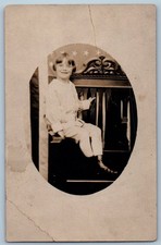 c1910's Child Girl Down Syndrome Patriotic RPPC Photo Unposted Antique Postcard picture