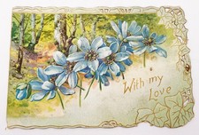 VTG ATQ Raphael Tuck & Sons With My Love Floral Flowers Die Cut Postcard 1910s picture