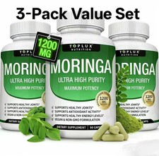 Toplux Moringa Capsules – 3-Pack – 1200mg – 270 Capsules – Vegan, Non-GMO picture