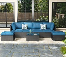7 Piece Outdoor Patio Furniture Set, Outdoor Sectional Conversation, Garden picture
