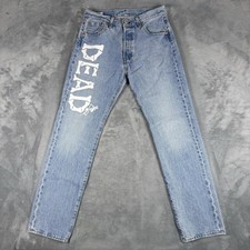 Levi's X Grateful Dead Collab Jeans Mens Size 30x32 Blue 501 Pre Skeleton Rare picture