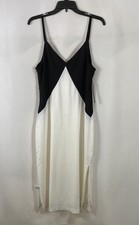 Anthropologie Hutch Women's Black White Colorblock V-Neck Maxi Dress Sz L NWT picture