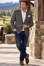 Ermenegildo Zegna 44 R Men's Sport Coat Italy Gray Windowpane Knit Wool Jacket picture