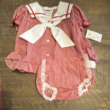 Vintage 1970 Hemphill-Wells Toddler Sailor Diaper Dress Bryan Baby New With Tags picture