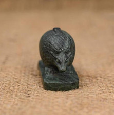 Authentic Ancient Egyptian Antiquities Green Agate Hedgehog Amulet Egyptian BC picture