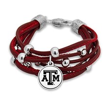 Texas A&M Aggies Leather Strand Bracelet with Logo and Lobster Clasp picture