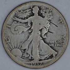 1917-S Walking Liberty Silver Half Dollar 