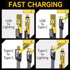 4 in 1 Type-C Cable Fast Charging Cable For Samsung S24 S25 iPhone 14 15 Pro picture